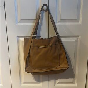 Steve Madden Lucia Large Tan Tote Shoulder Bag with Floral Interior.